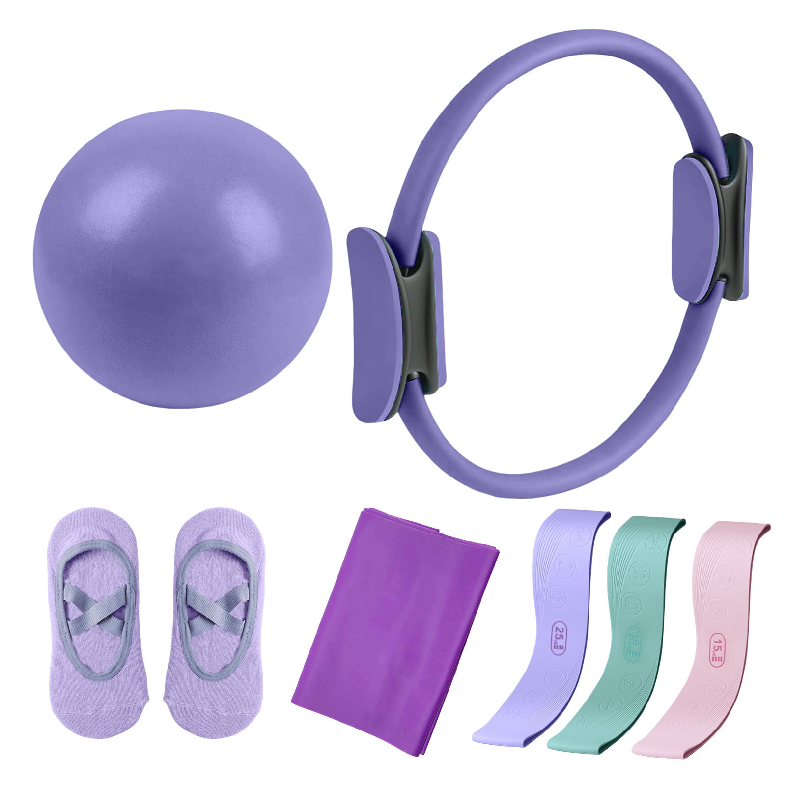 Pilates Yoga Combined - Pilates Çemberi Direnç Bantları Yedi Parçalı